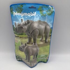 Playmobil 6638 (2 Piece Set) Nashorn Rhino Rhinoceros New Sealed